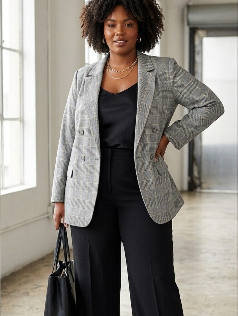 Lane Bryant Plaid Double Breasted Blazer Size 18 Jacket Professional  NWT
